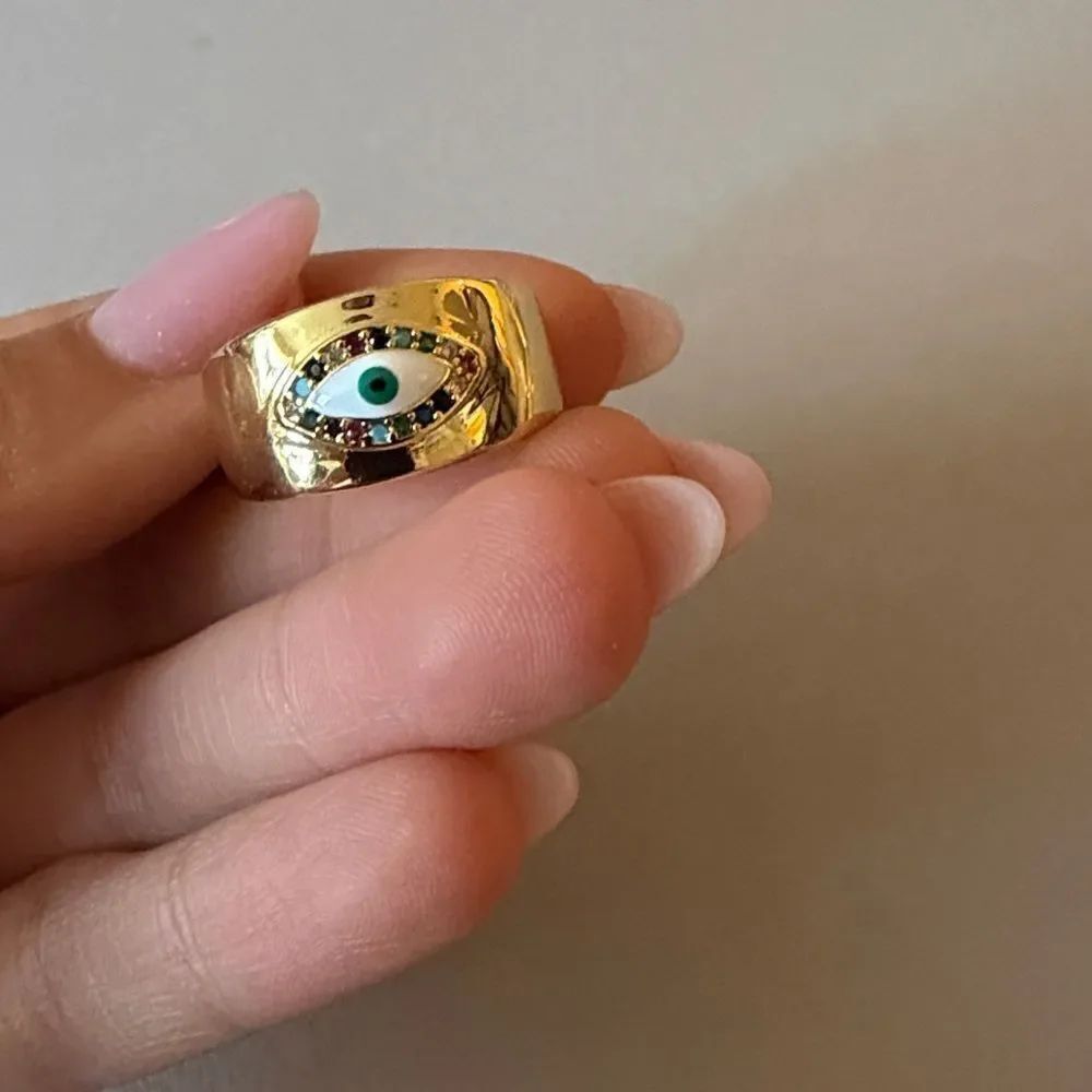 Gold Evil Eye Ring A1636 - Picture 4 of 5